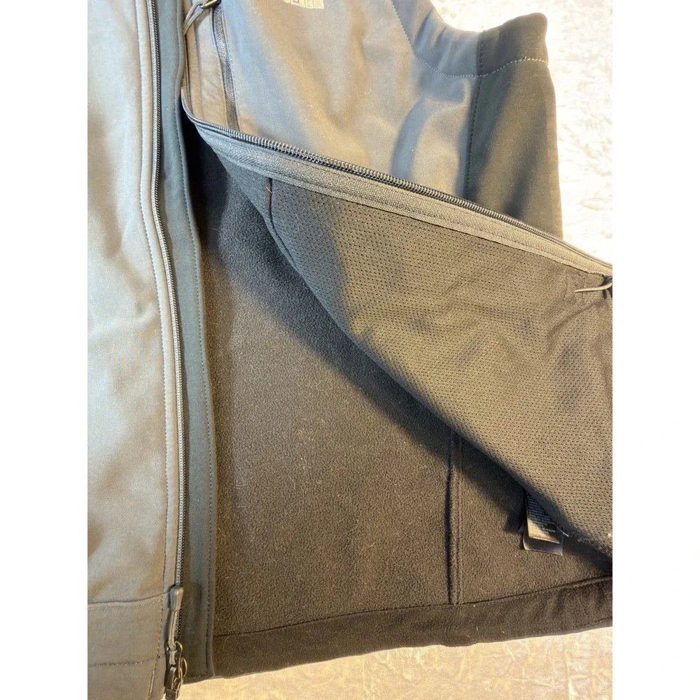 The North Face Vest Mens Large Black Gray Softshell Fleece Full Zip Outdoor